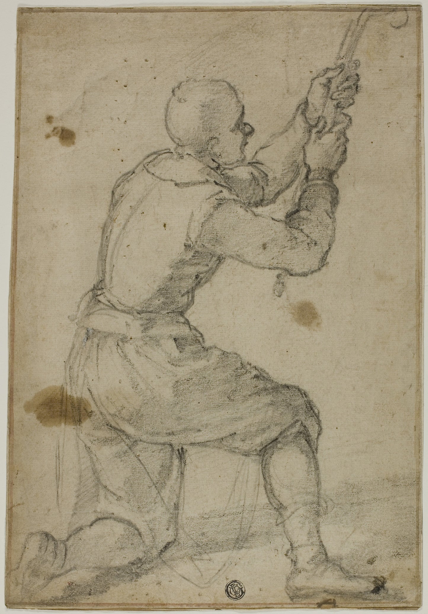 Man on Bended Knee, Pulling on Rope -  Bernardino Poccetti,  Poster Print Wall Art