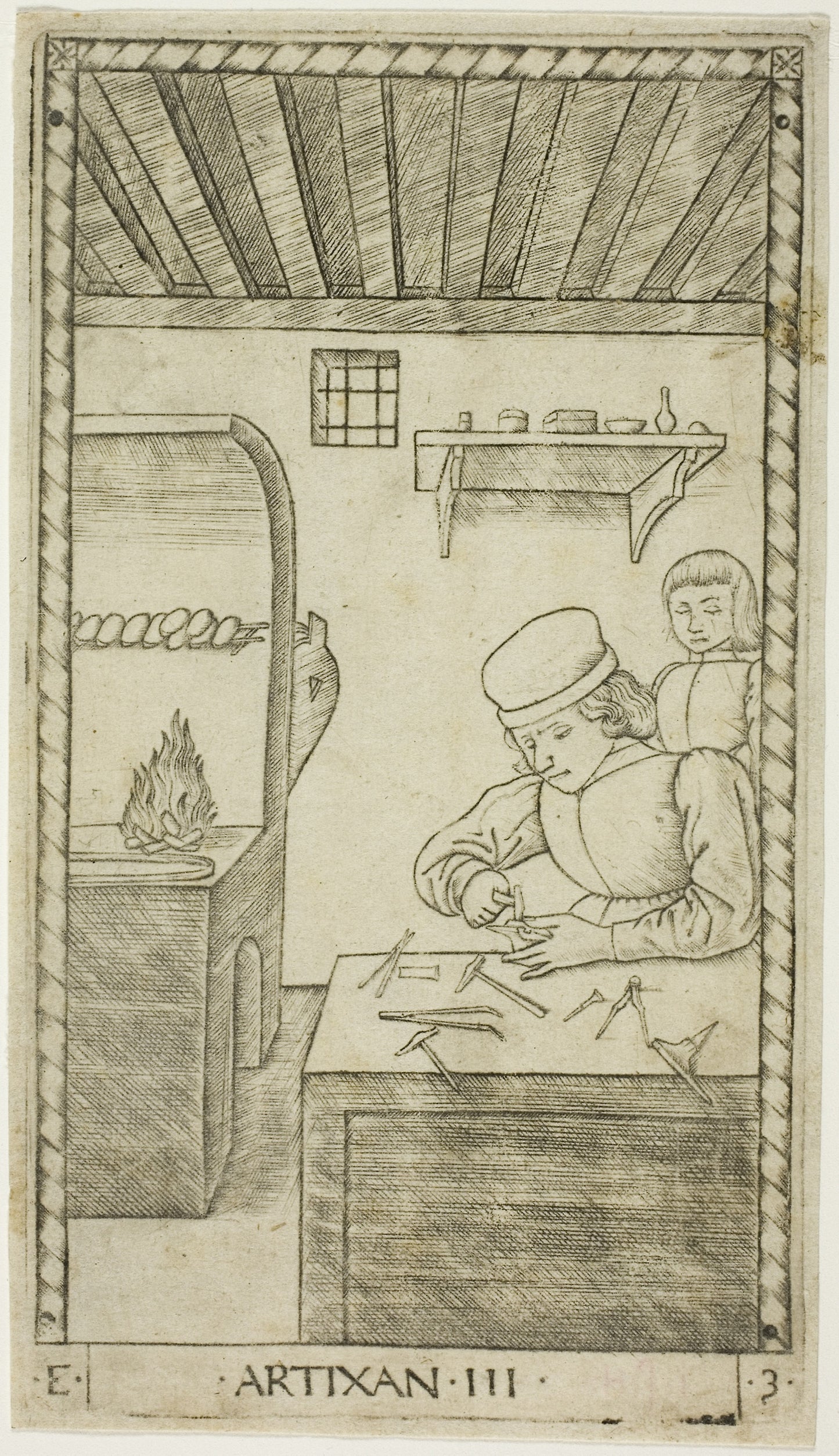 The Artisan, plate three from The Ranks and Conditions of Men -  Master of the E-Series Tarocchi,  Poster Print Wall Art