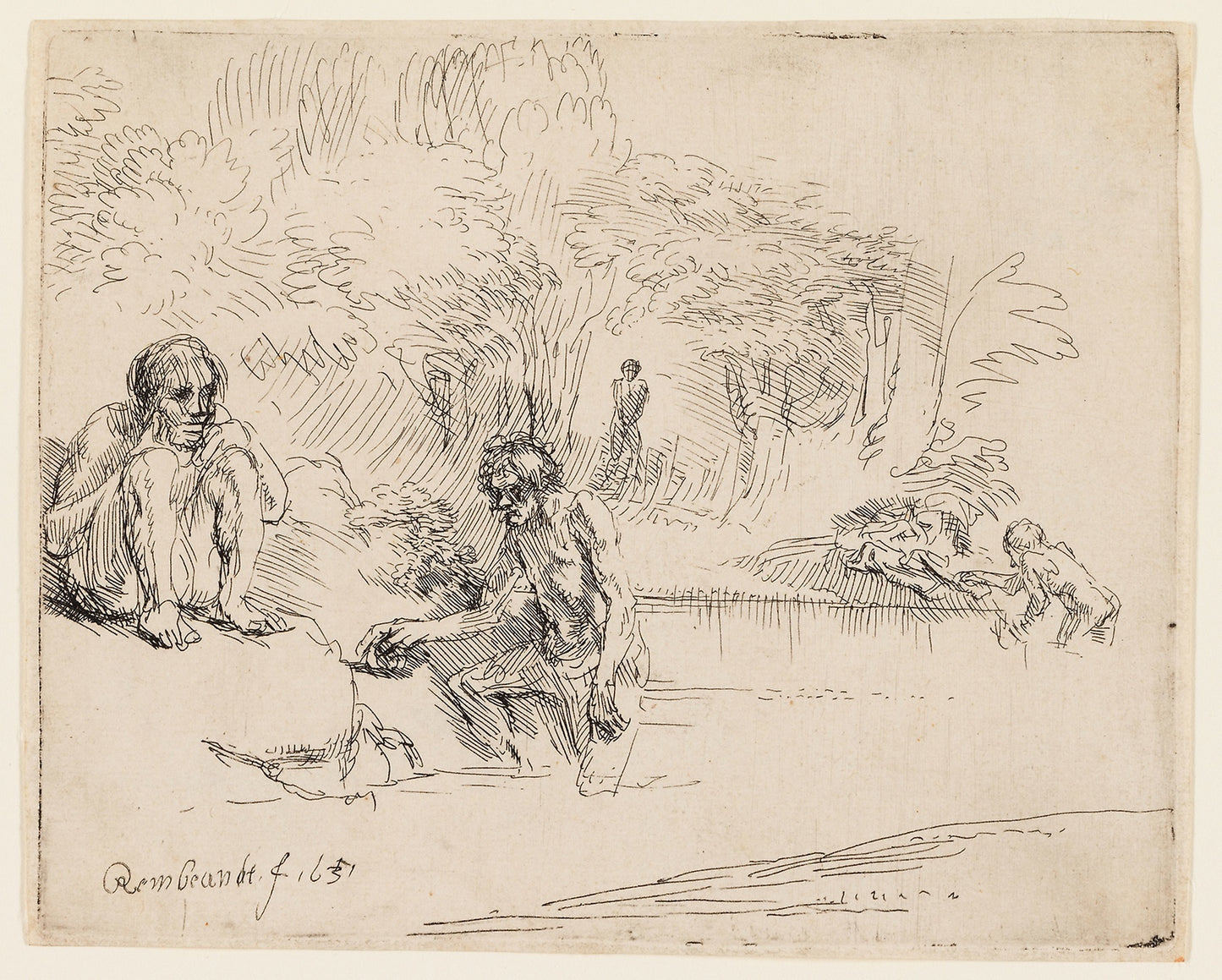 The Bathers -  Rembrandt van Rijn,  Poster Print Wall Art