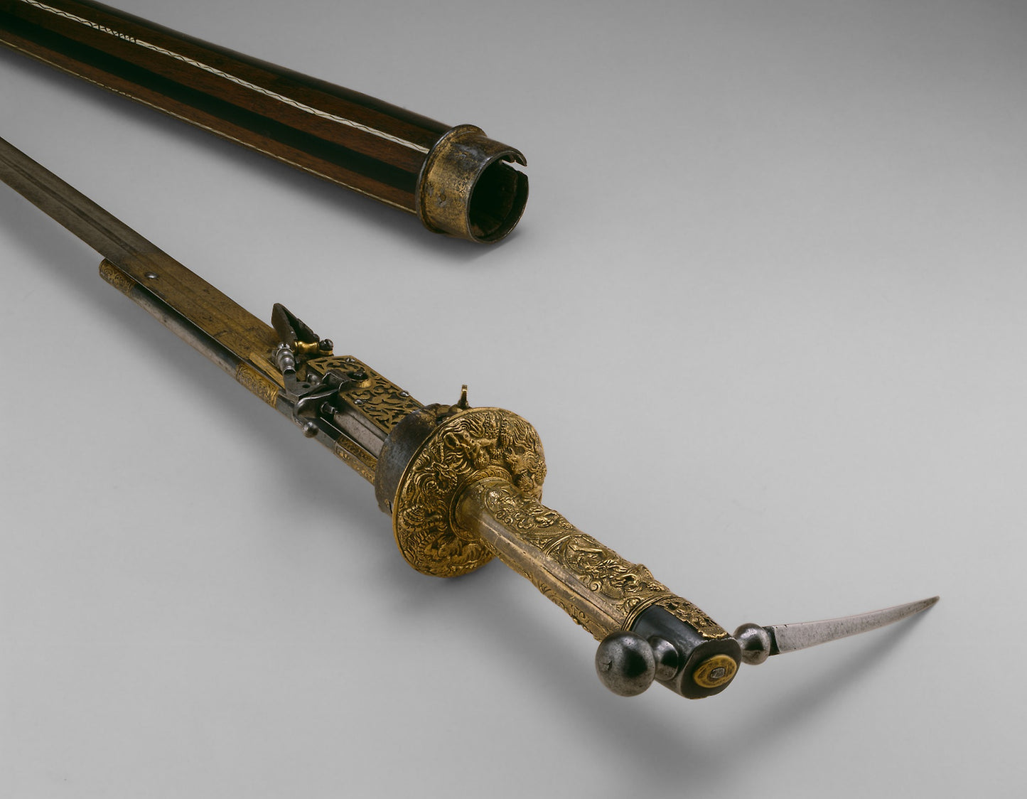 Walking Stick-Hammer-Sword-Wheellock Pistol -  South German, probably Augsburg,  Poster Print Wall Art