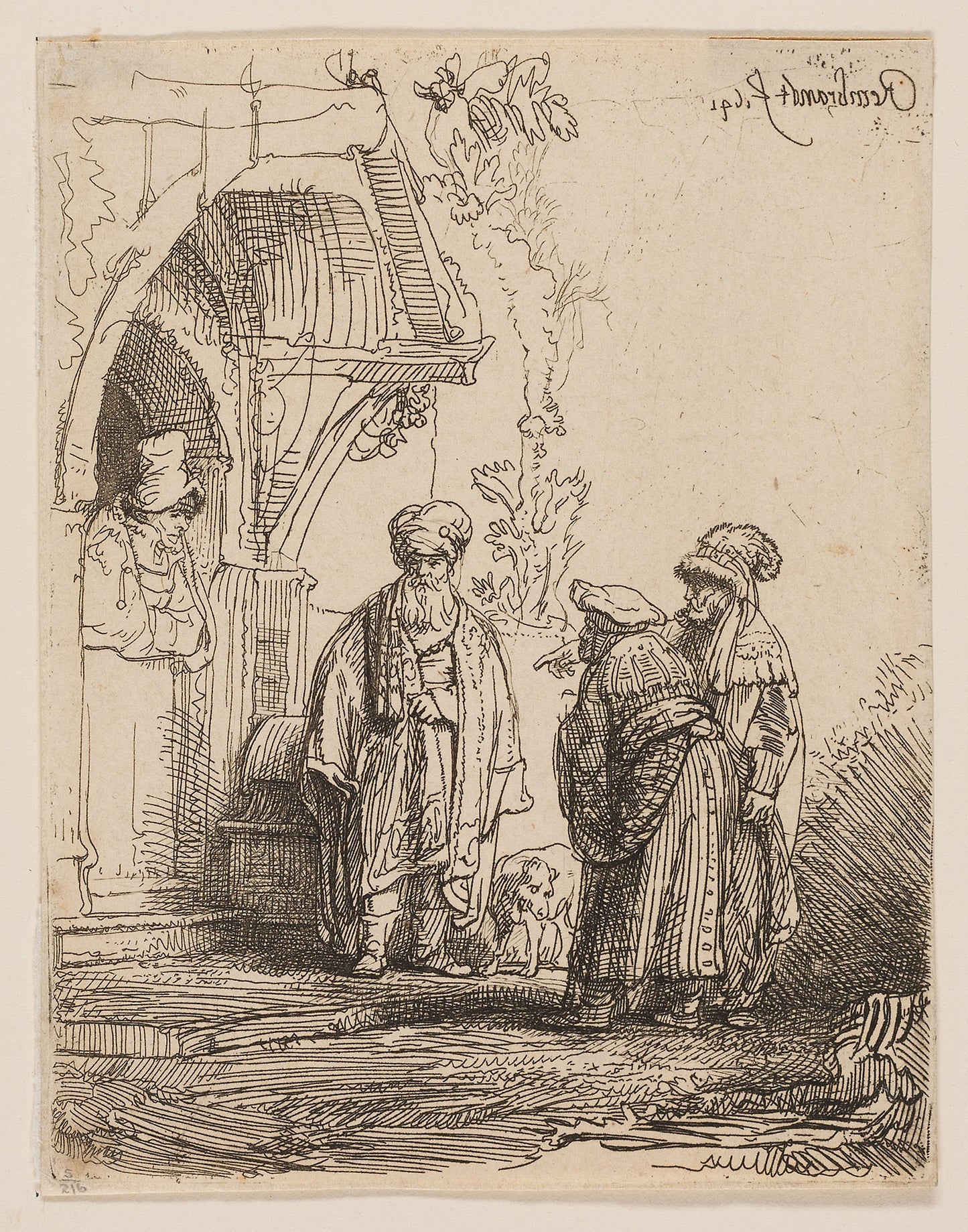 Three Oriental Figures (Jacob and Laban?) -  Rembrandt van Rijn,  Poster Print Wall Art