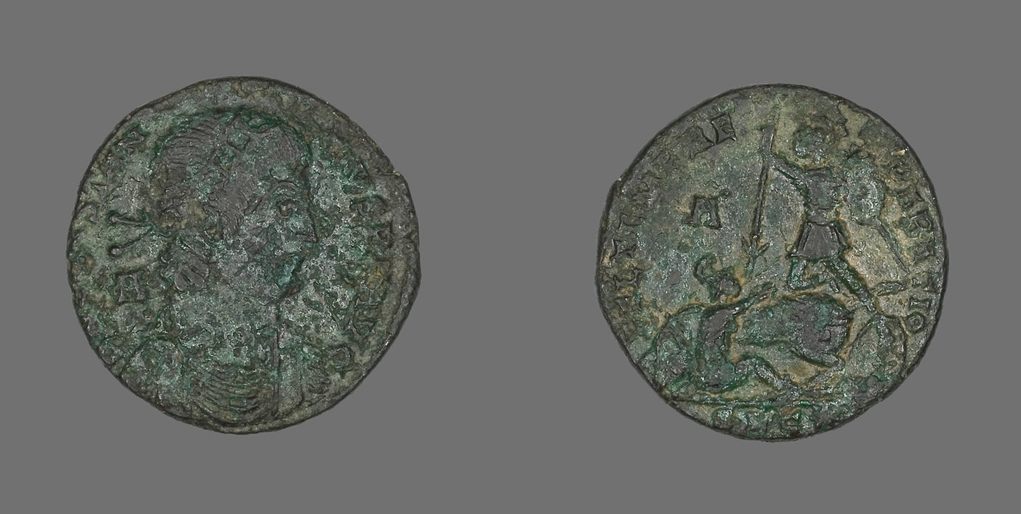 Coin Portraying Emperor Constantius II -  Roman, minted in Lyons,  Poster Print Wall Art