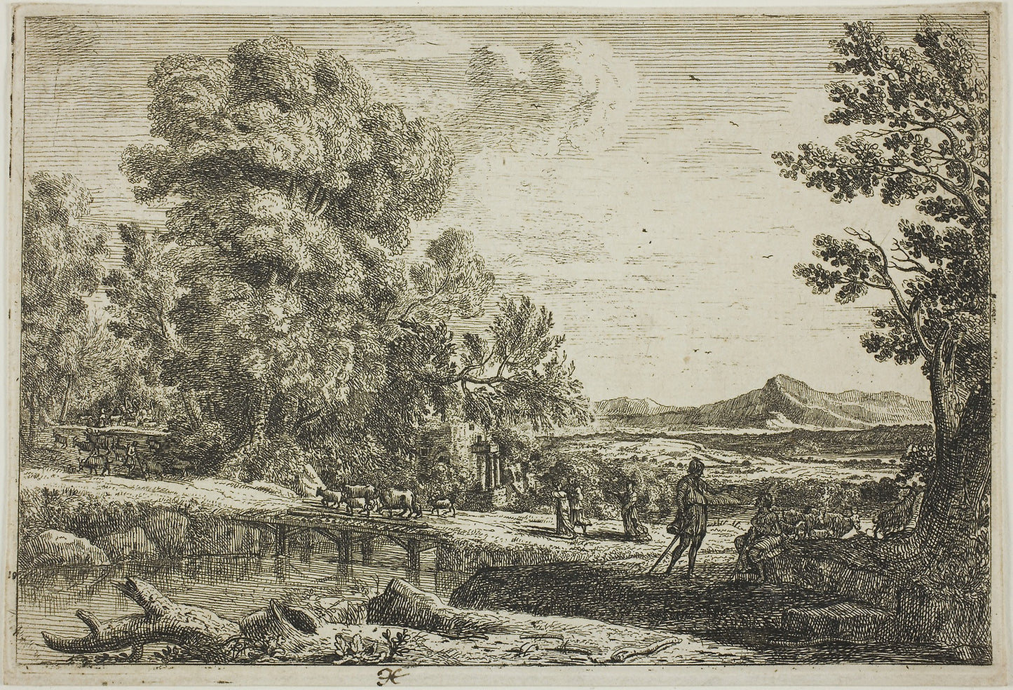 The Wooden Bridge (Rebecca and Eliezer) -  Claude Lorrain,  Poster Print Wall Art