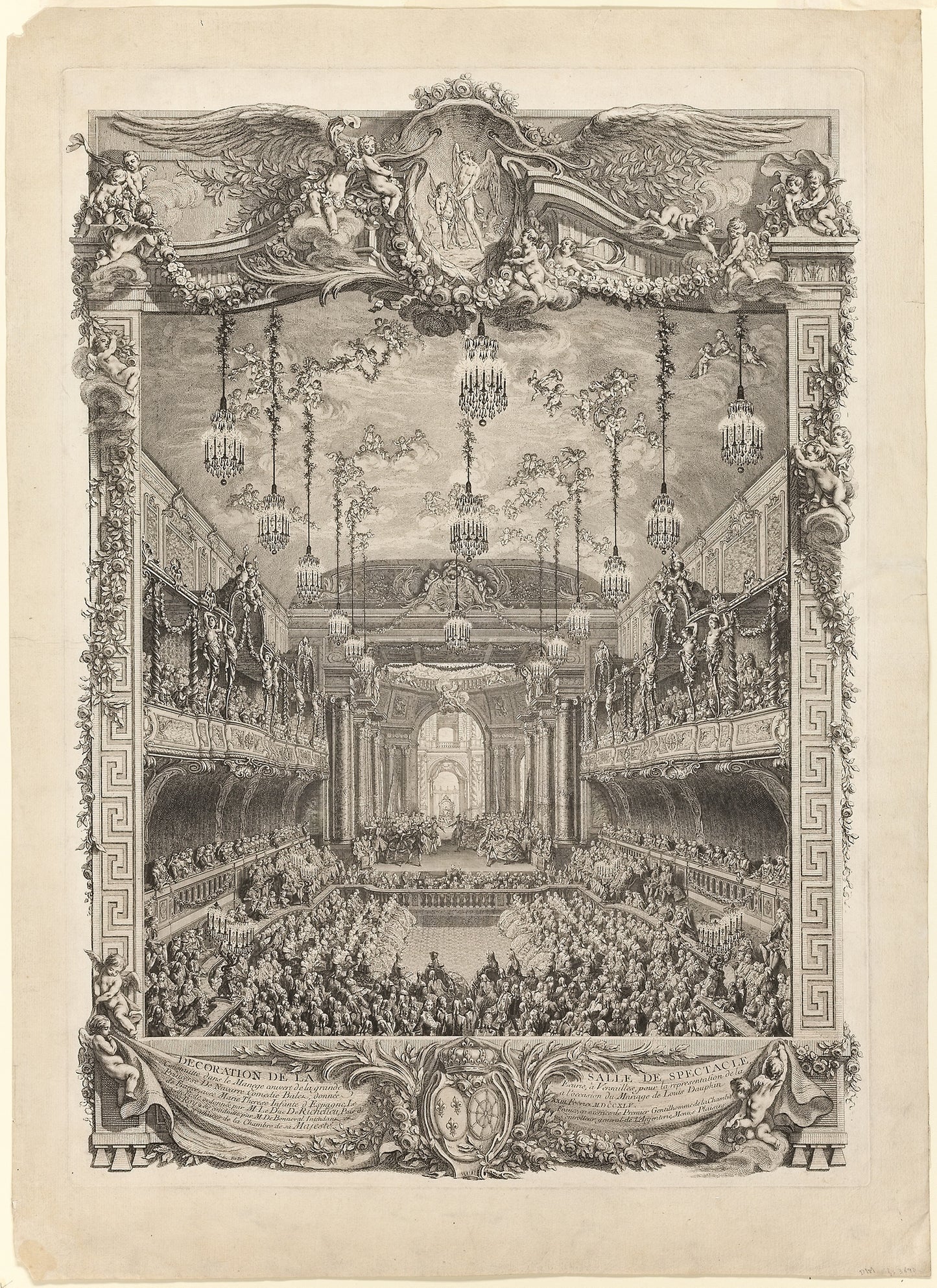 Decoration of the Hall of Spectacles -  Charles-Nicholas Cochin the younger,  Poster Print Wall Art