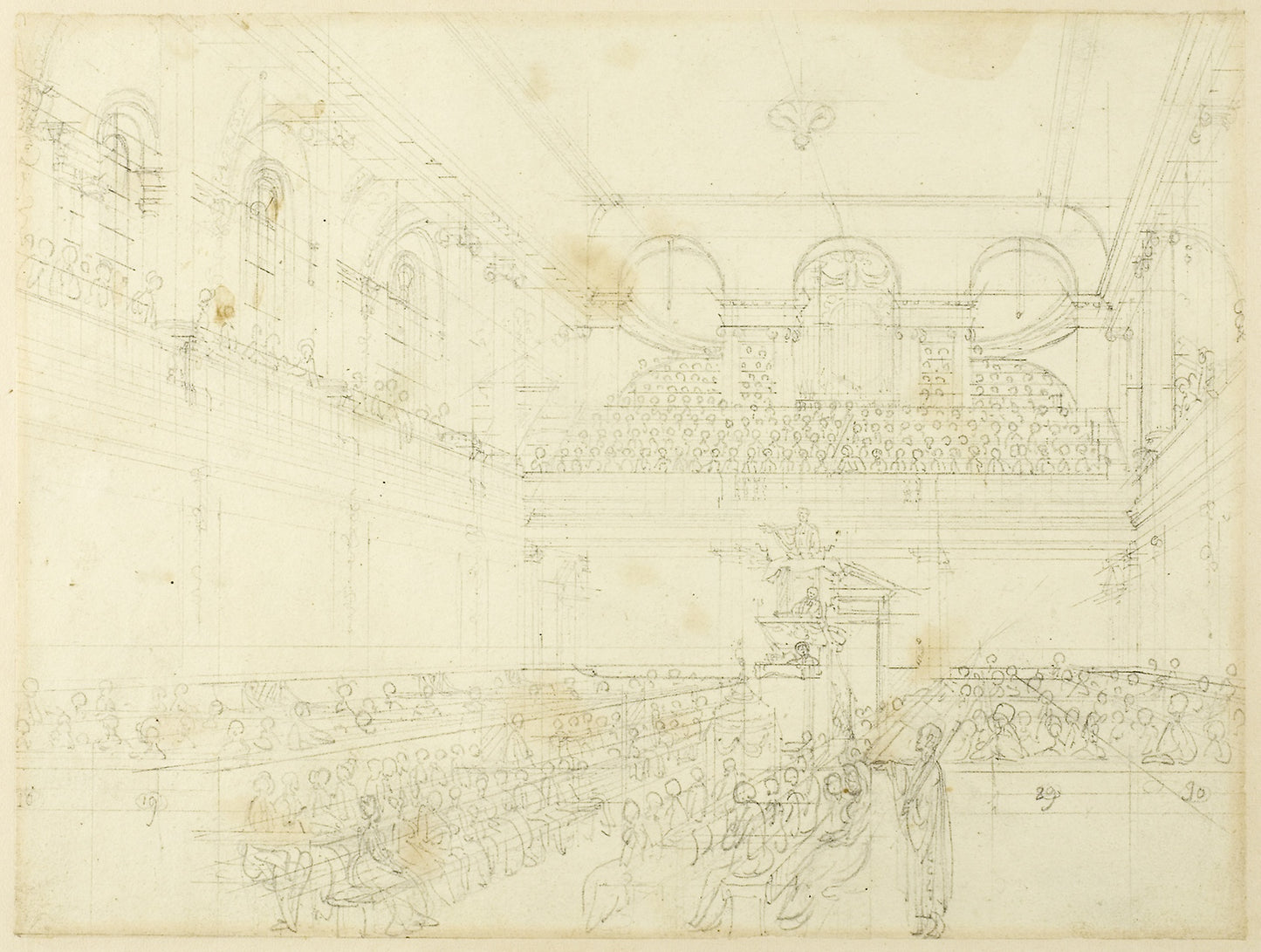 Study for Foundling Hospital, the Chapel, from Microcosm of London -  Augustus Charles Pugin (English, born France, 1762-1832),  Poster Print Wall Art