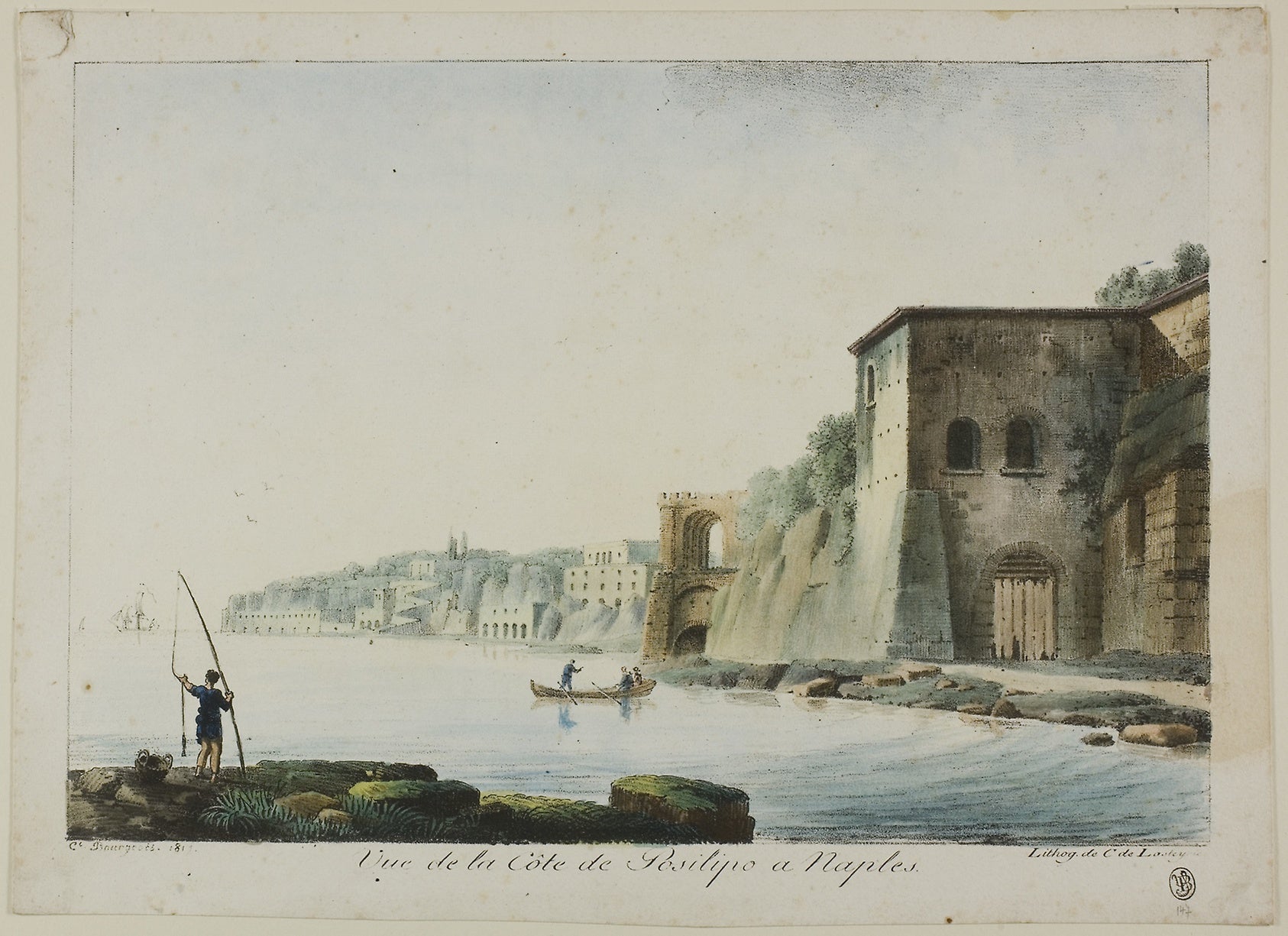 View of the Coastline of Posilipo at Naples, from Views of Italy: Constant Bourgeois (French, 1767-1841),16x12"(A3) Poster