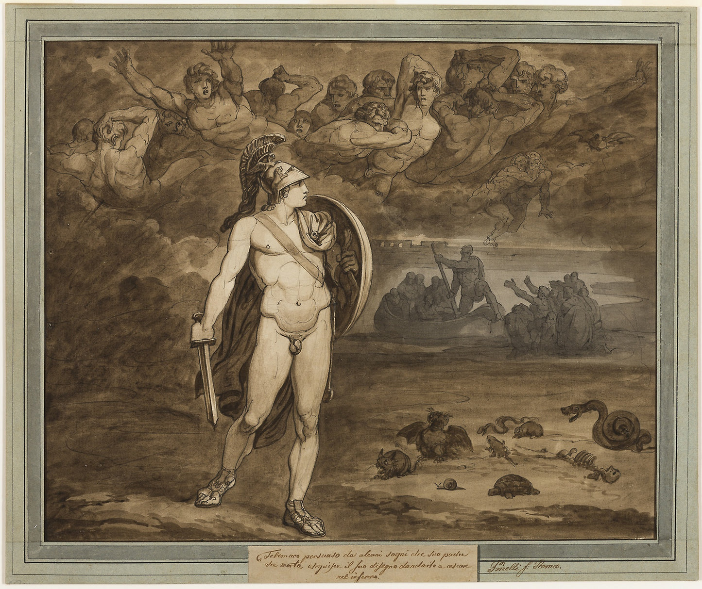 Father, Ulysses, Is Dead, Searches for Him in the Underworld, from The Adventures of Telemachus, Book 18 -  Bartolomeo Pinelli,  Poster Print Wall Art