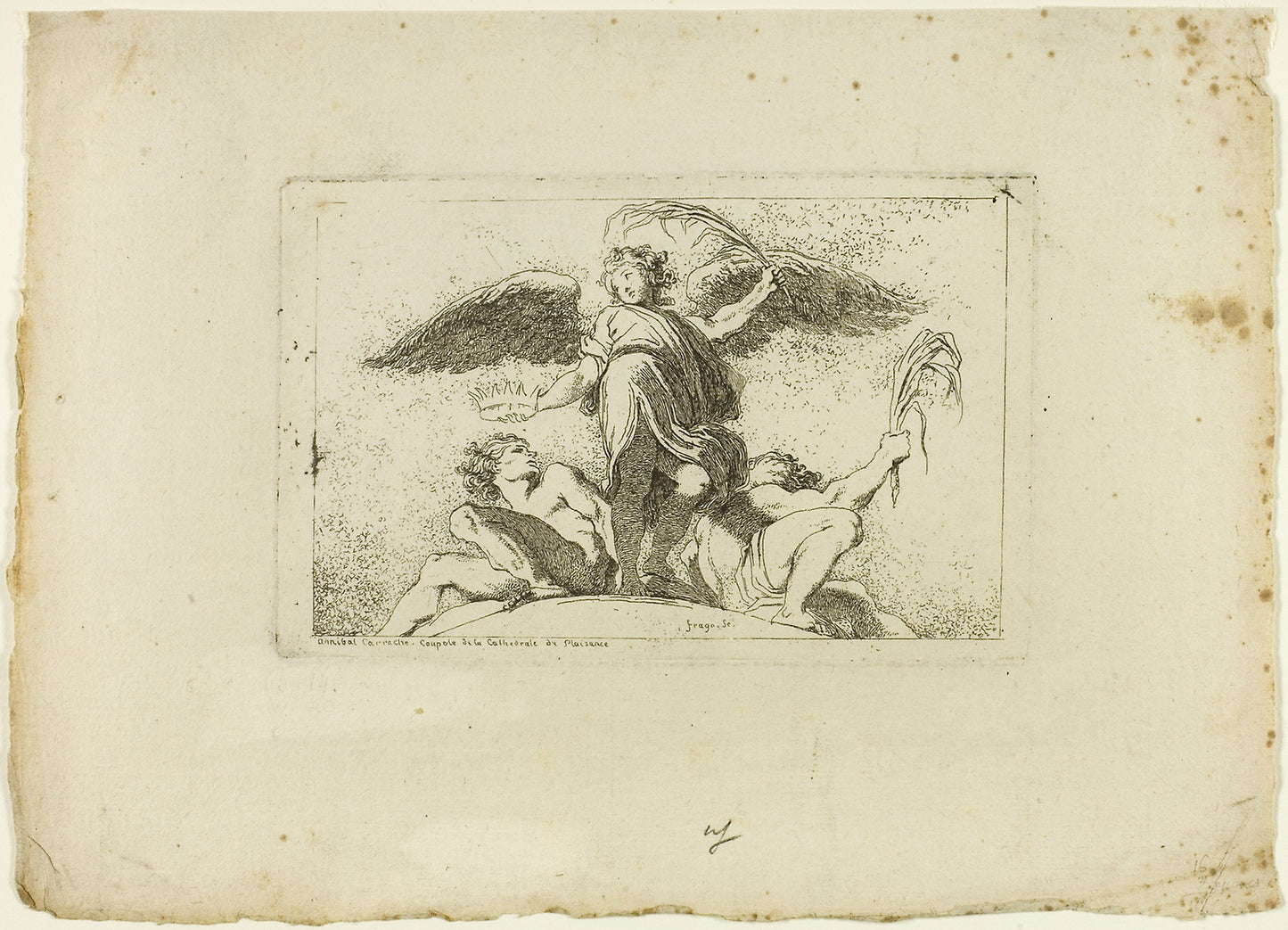 Angel Holding a Palm and a Crown -  Jean Honoré Fragonard (French, 1732-1806),  Poster Print Wall Art