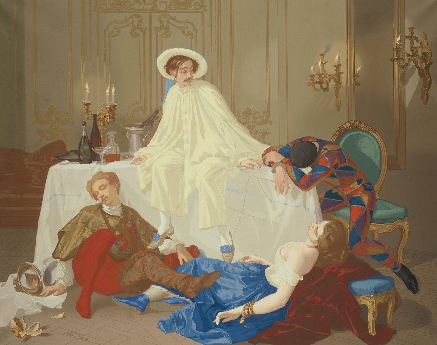 The Supper after the Masked Ball -  Thomas Couture (French, 1815-1879),  Poster Print Wall Art