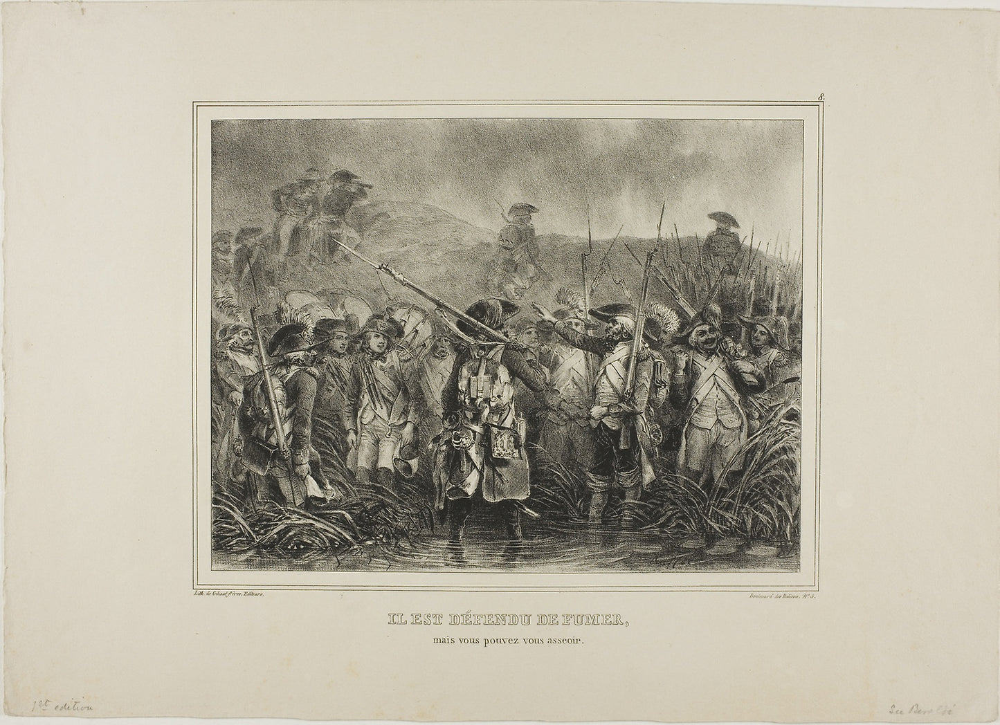 Il est défendu de fumer, mais vous pouvez vous asseoir -  Denis Auguste Marie Raffet (French, 1804-1860),  Poster Print Wall Art
