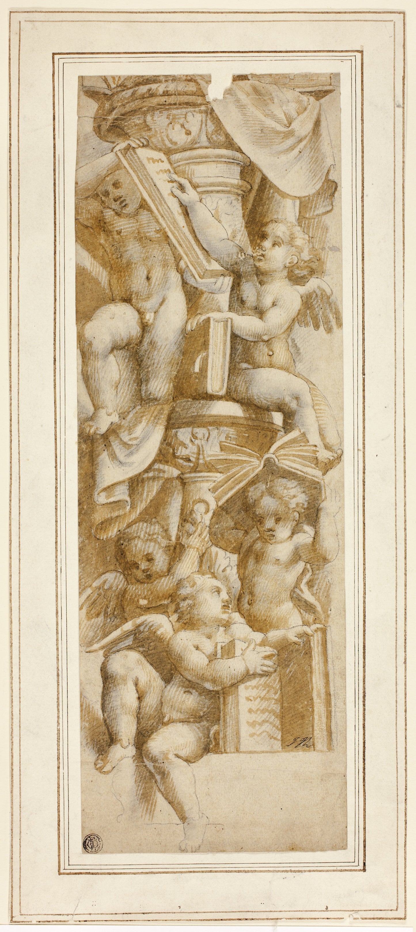 Five Putti with Books -  After Bernardino Gatti, called Il Sojaro,  Poster Print Wall Art