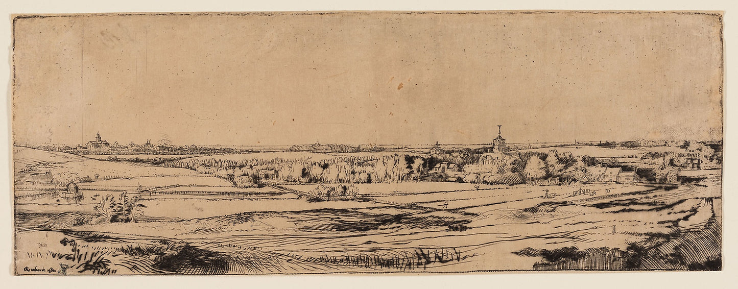 Panorama Near Bloemendael Showing the Saxenburg Estate (The Goldweigher's Field) -  Rembrandt van Rijn,  Poster Print Wall Art
