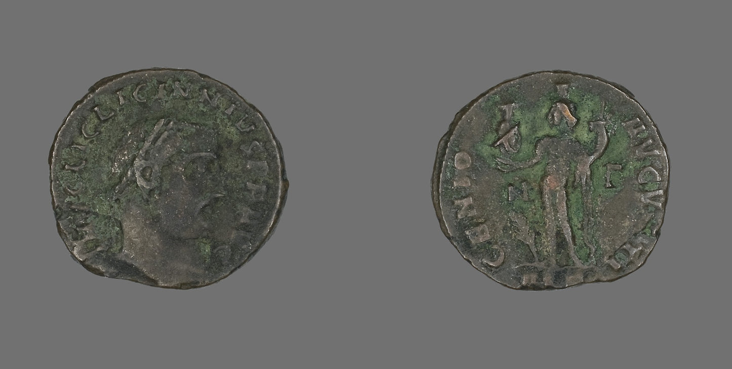 Follis (Coin) Portraying Emperor Licinius -  Roman, minted in Alexandria,  Poster Print Wall Art