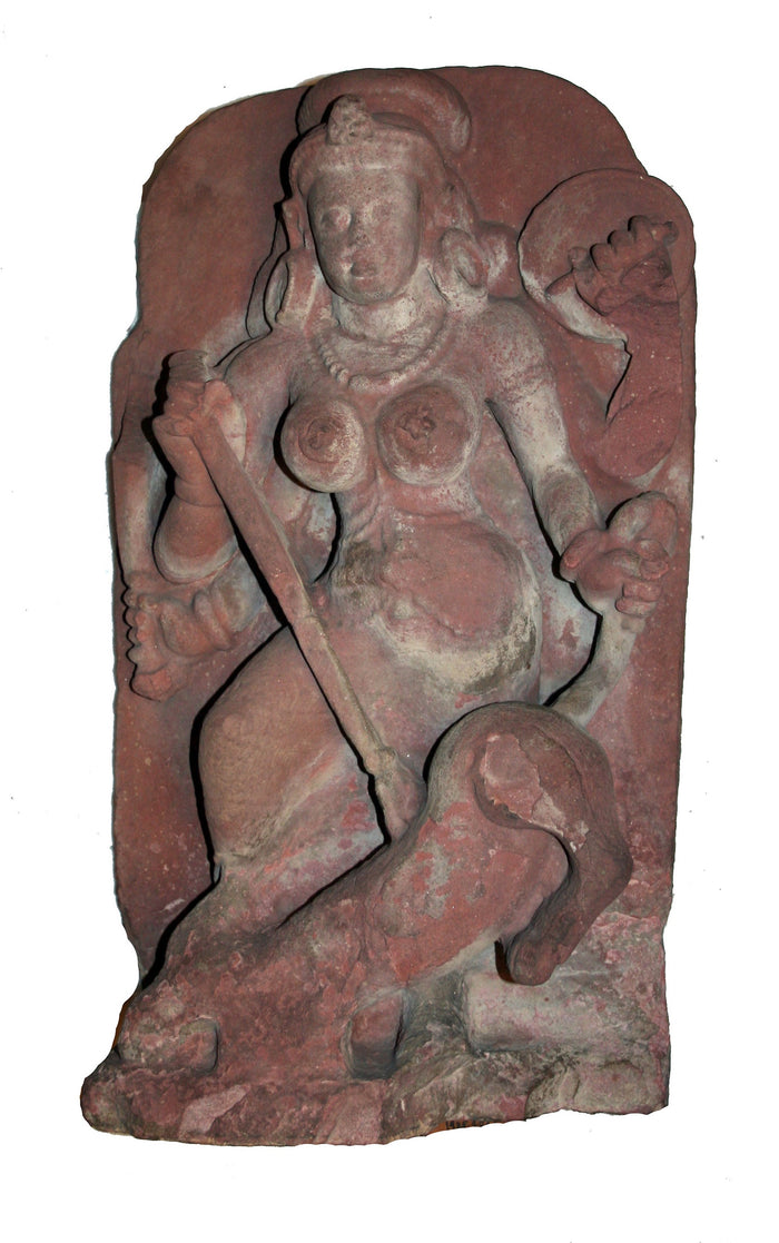Goddess Durga Slaying the Buffalo Demon (Mahishasuramardini): India,16x12