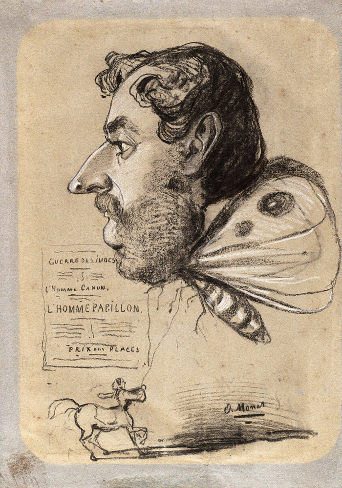 Caricature of Jules Didier (“Butterfly Man”) by  Claude Monet, 23x16