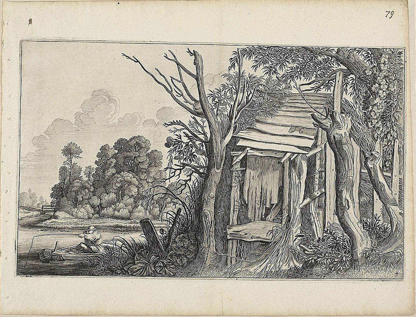 Dilapidated Hut, Plate 4 from Landscapes -  Jan van de Velde II (Dutch, c. 1593-1641),  Poster Print Wall Art