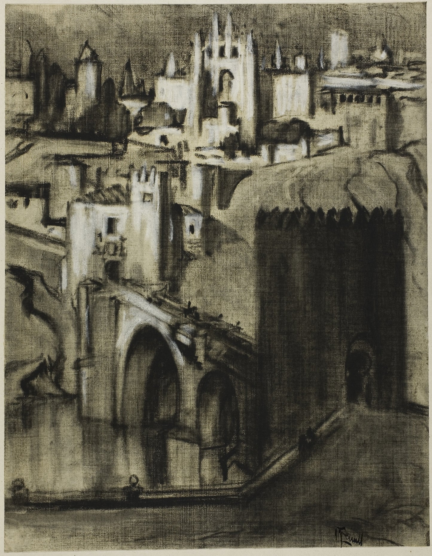 It's Lanes of Palaces Terraced Round the Slope, Toledo -  Joseph Pennell,  Poster Print Wall Art