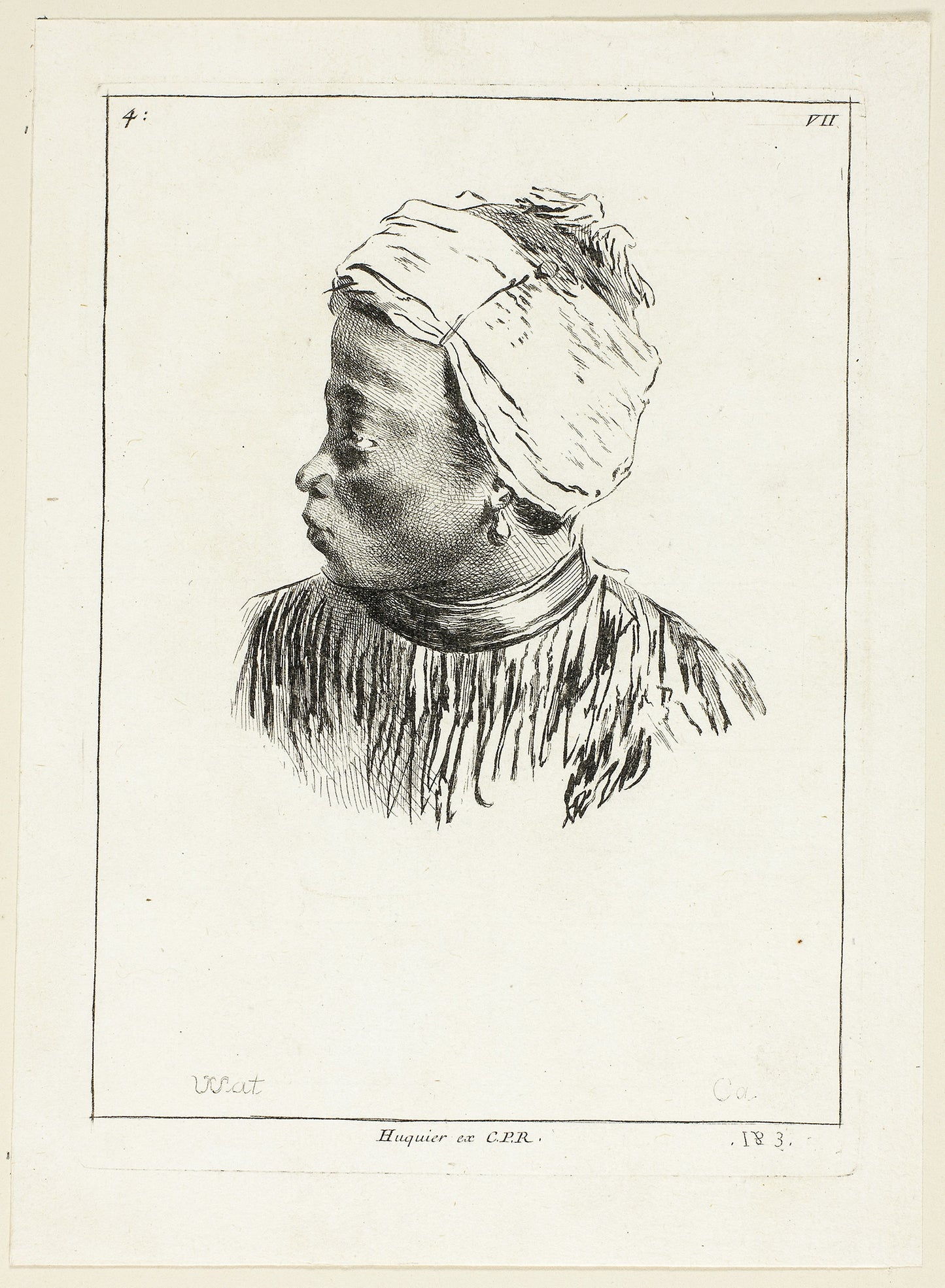 Head of Negro (profile) -  Anne Claude Philippe Caylus,  Poster Print Wall Art