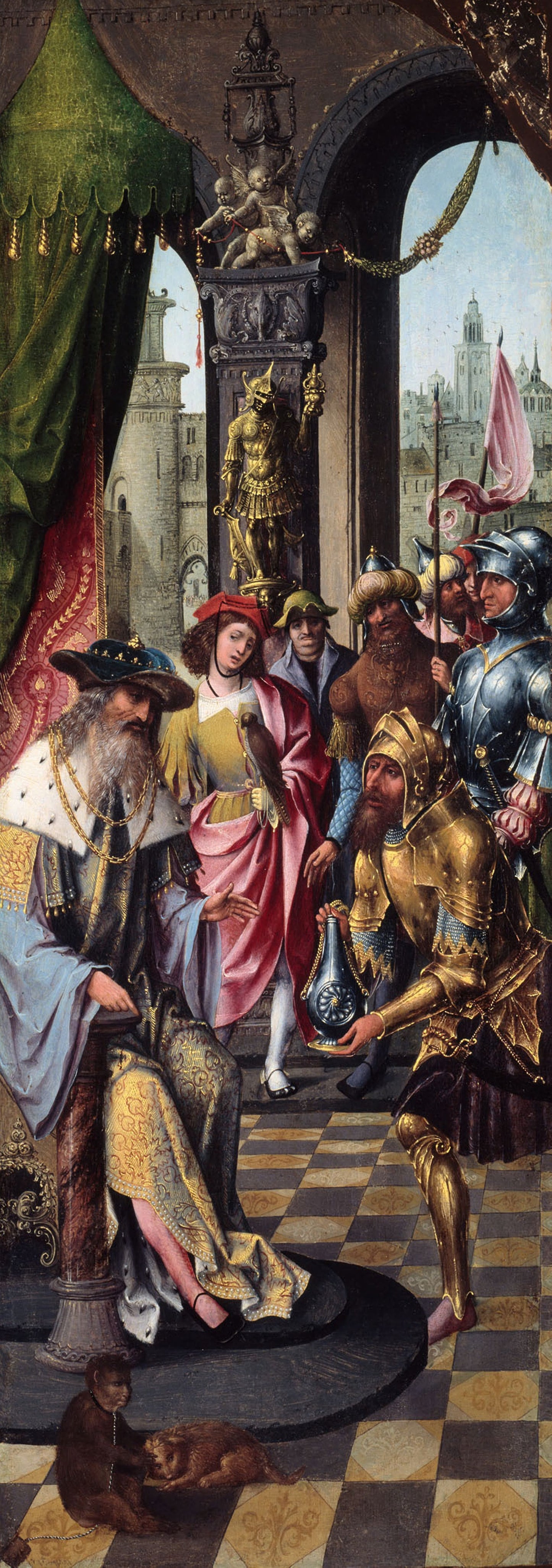 King David Receiving the Cistern Water of Bethlehem -  Antwerp Mannerist (Master of the Antwerp Adoration group),  Poster Print Wall Art