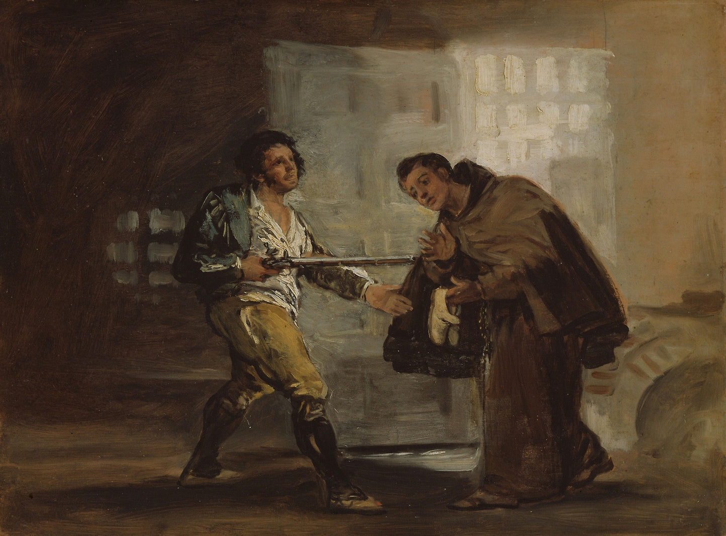 Friar Pedro Offers Shoes to El Maragato and Prepares to Push Aside His Gun -  Francisco José de Goya y Lucientes,  Poster Print Wall Art