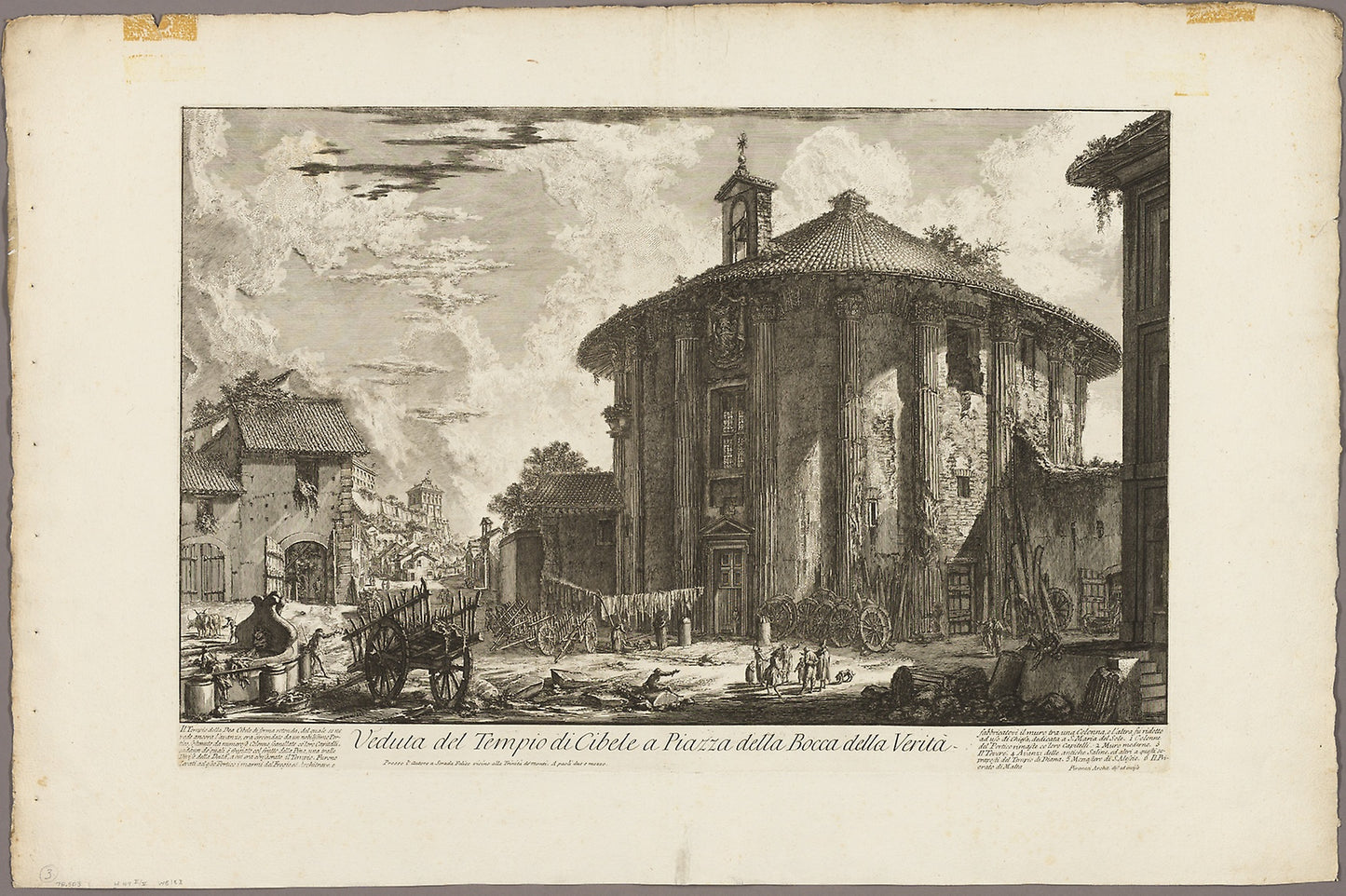 View of the Temple of Cybele in the Piazza of the Bocca della Verità, from Views of Rome -  Giovanni Battista Piranesi,  Poster Print Wall Art