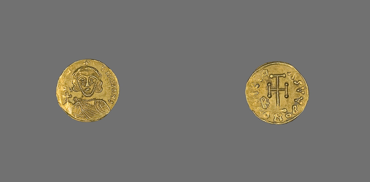 Tremissis (Coin) of Justinian II -  Byzantine, minted in Constantinople,  Poster Print Wall Art