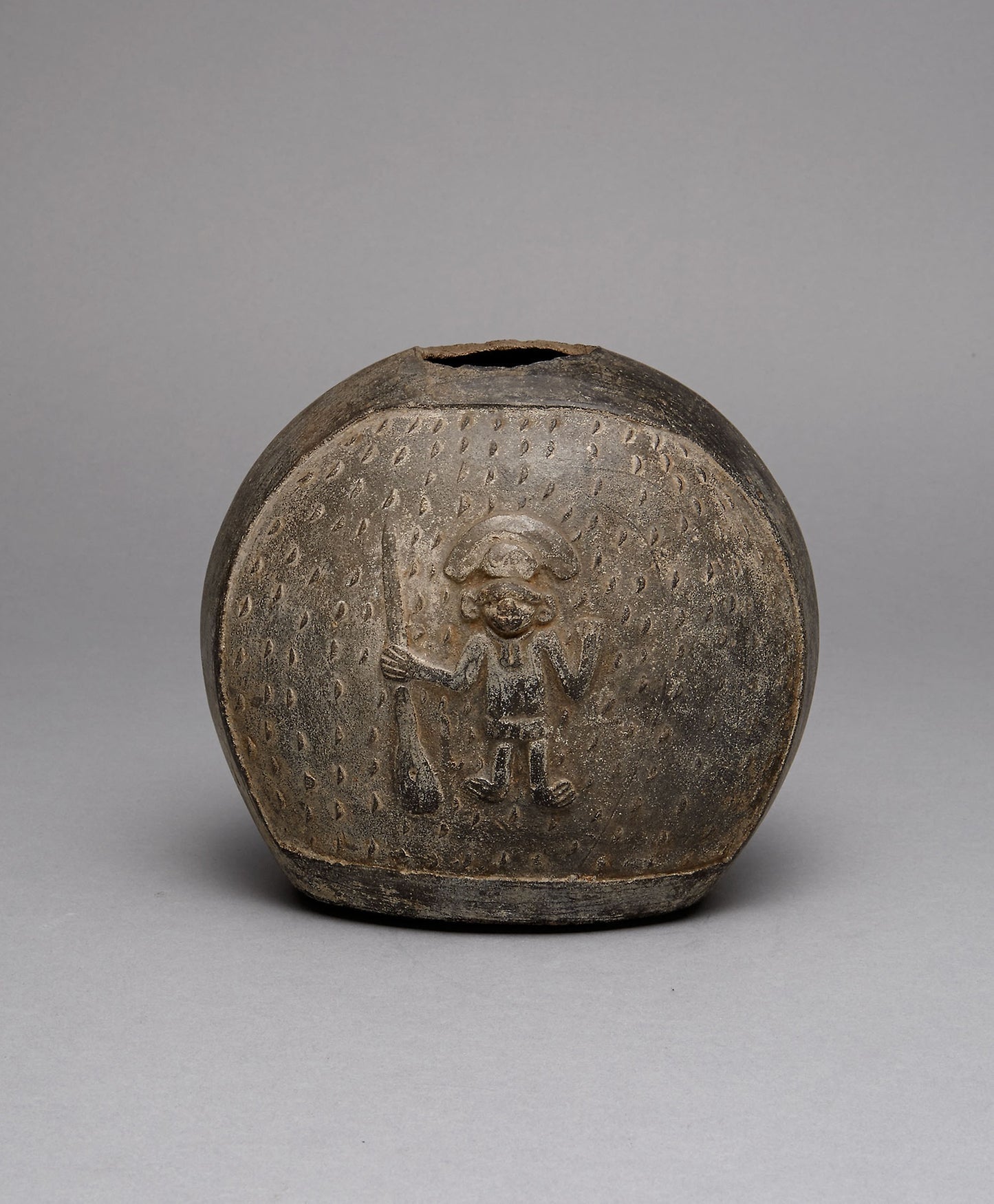 Fragment of a Blackware Vessel with a Relief Depicting a Warrior -  Chimú,  Poster Print Wall Art