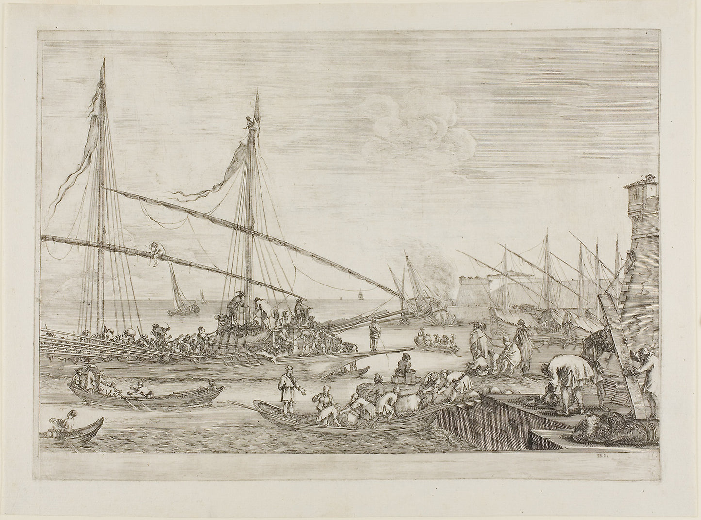 View of Fortifications, from Views of the Port of Livorno -  Stefano della Bella,  Poster Print Wall Art
