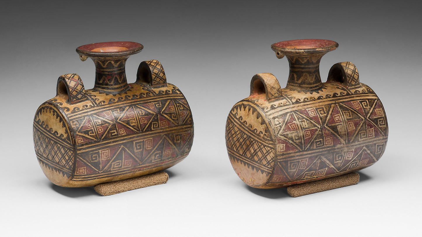 Drum-Shaped Vessels with Textile Motif -  Inca,  Poster Print Wall Art