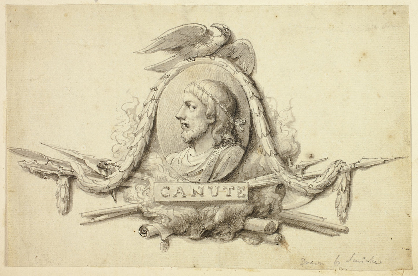 Design for Medallion of King Canute -  Robert Smirke, the younger,  Poster Print Wall Art
