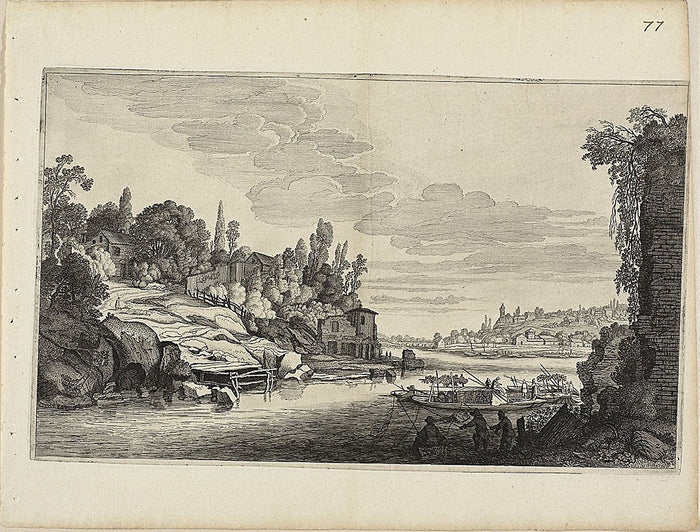 River Landscape: Jan van de Velde II (Dutch, c. 1593-1641),16x12