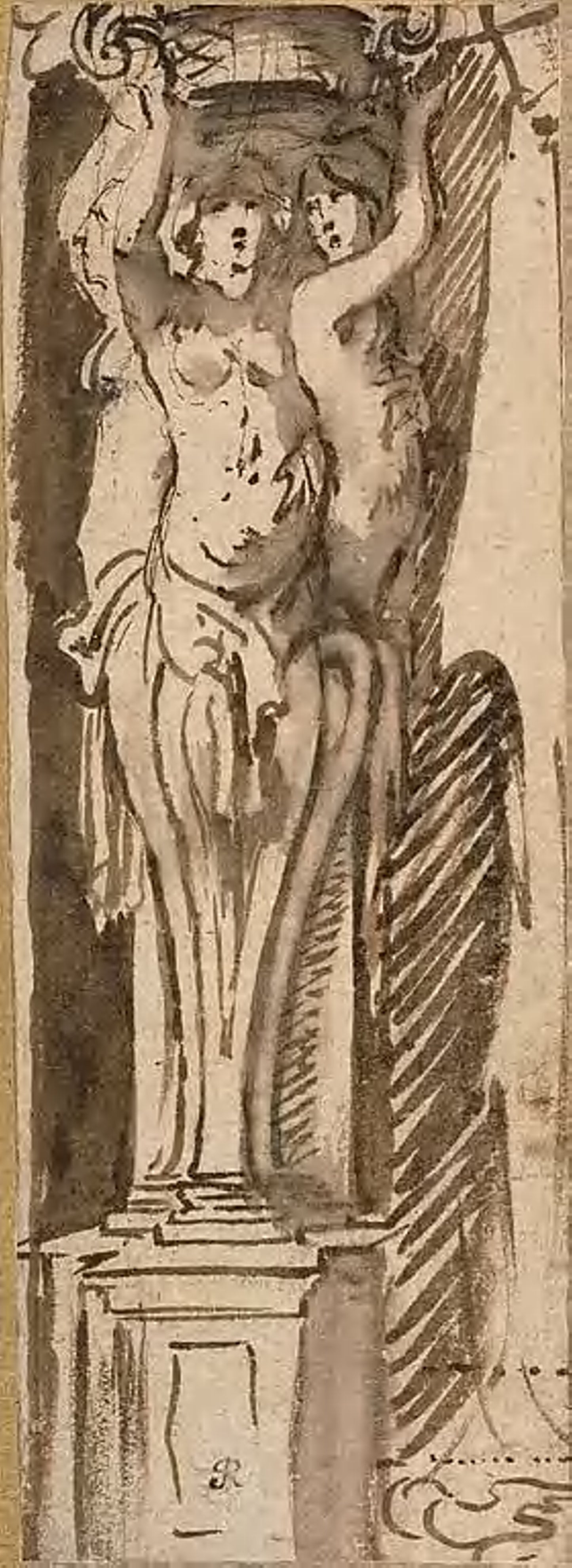 Three Caryatids Supporting a Basket -  Unknown Flemish Artist,  Poster Print Wall Art