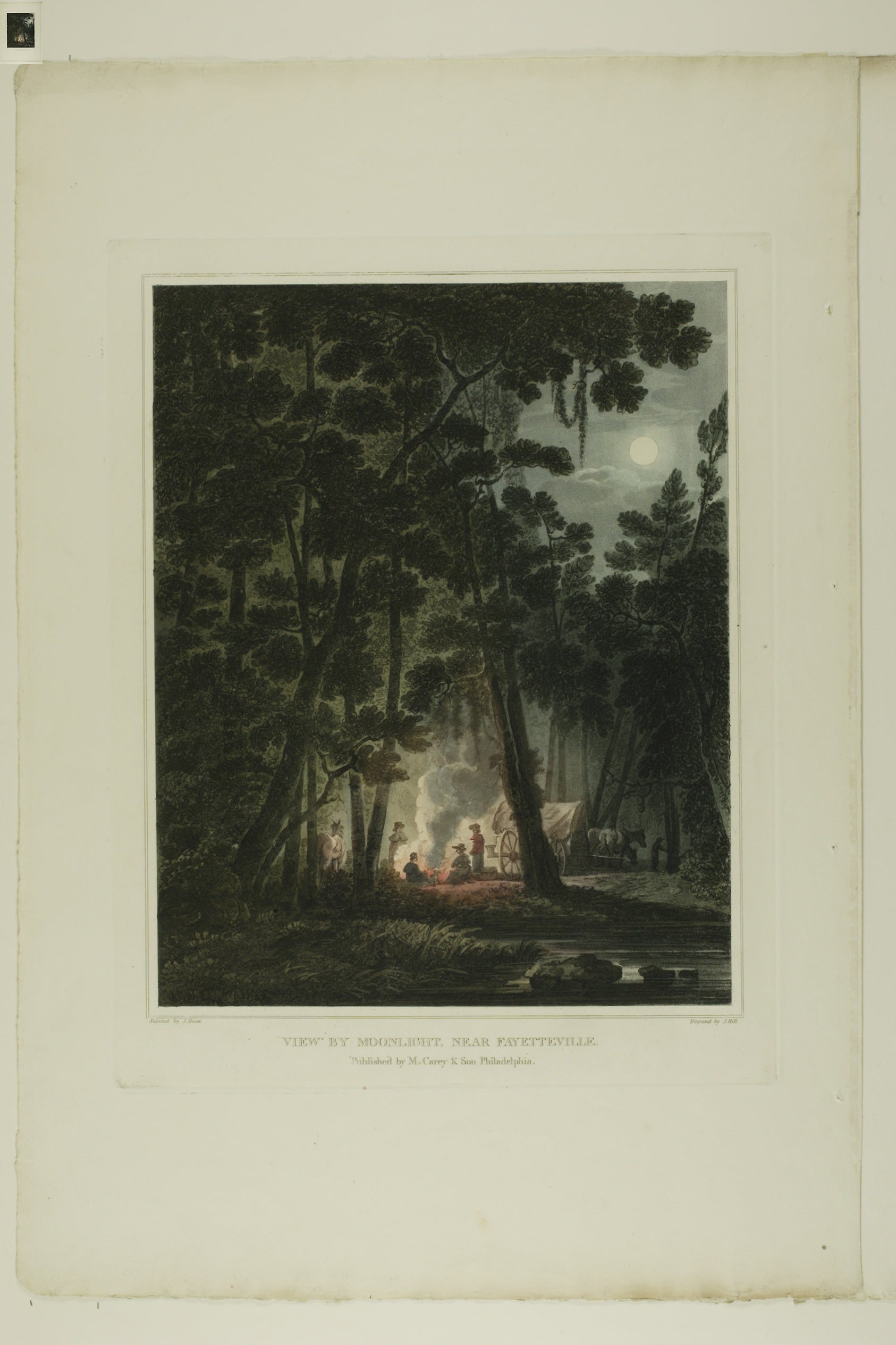 View: Moonlight, Near Fayetteville, plate three of the second number of Picturesque Views of American Scenery: John Hill (American, 1770-1850),16x12"(A3) Poster