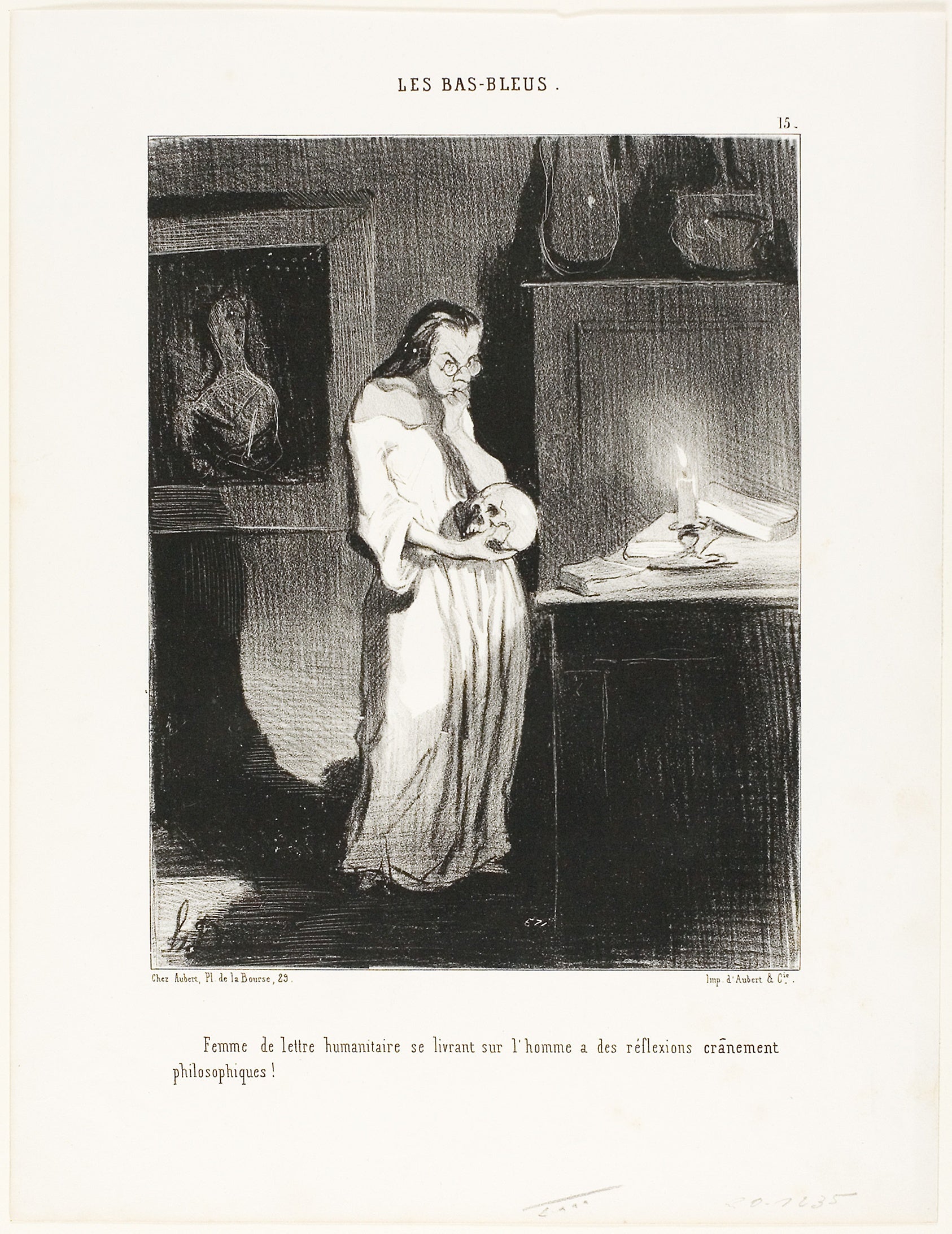 A humanist woman of letters abandoning herself to the cerebral philosophic reflections on the subject of man!, plate 15 from Les Bas-Bleus: Honoré Victorin Daumier,16x12"(A3) Poster