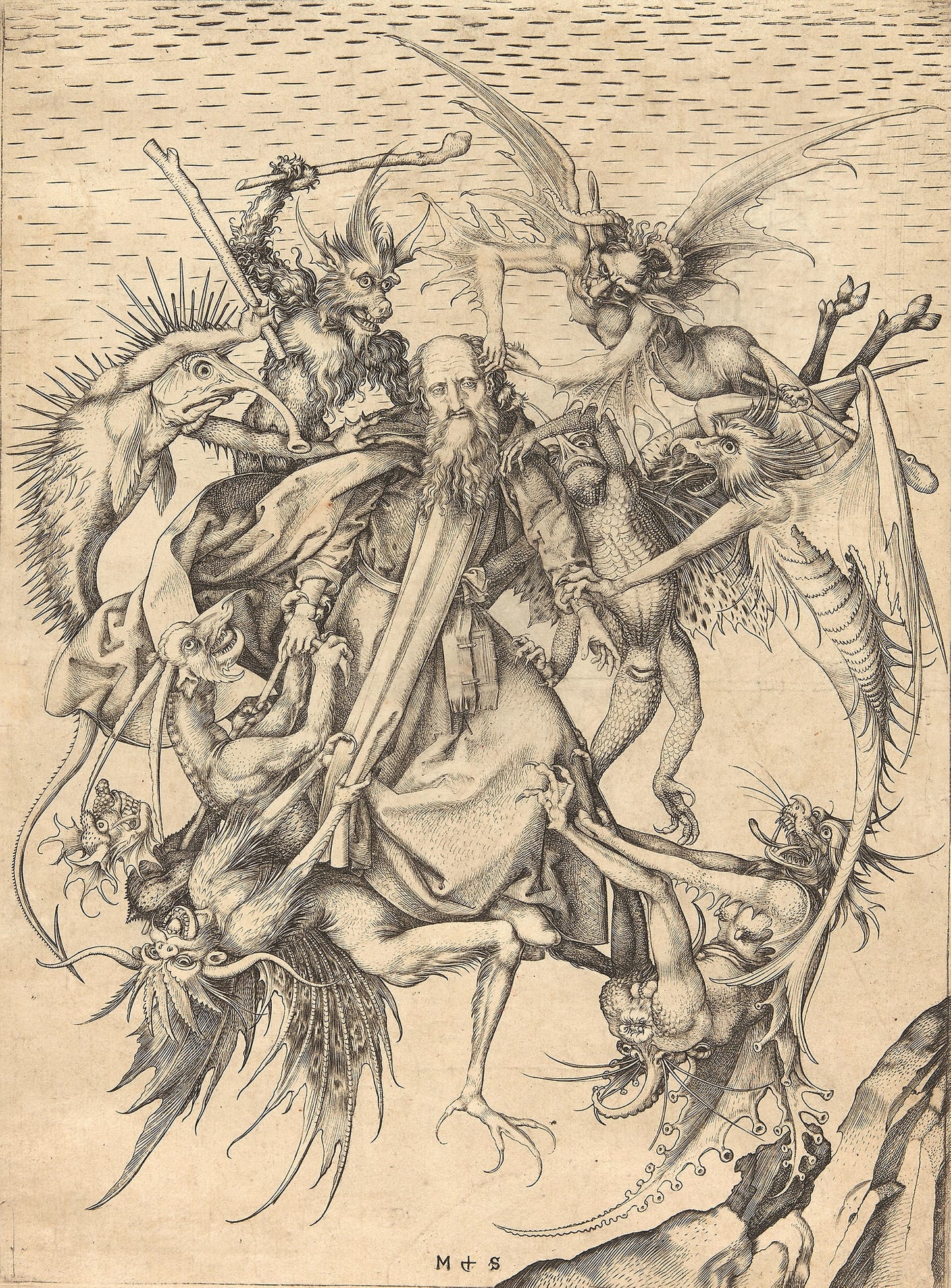 The Temptation of Saint Anthony -  Martin Schongauer,  Poster Print Wall Art