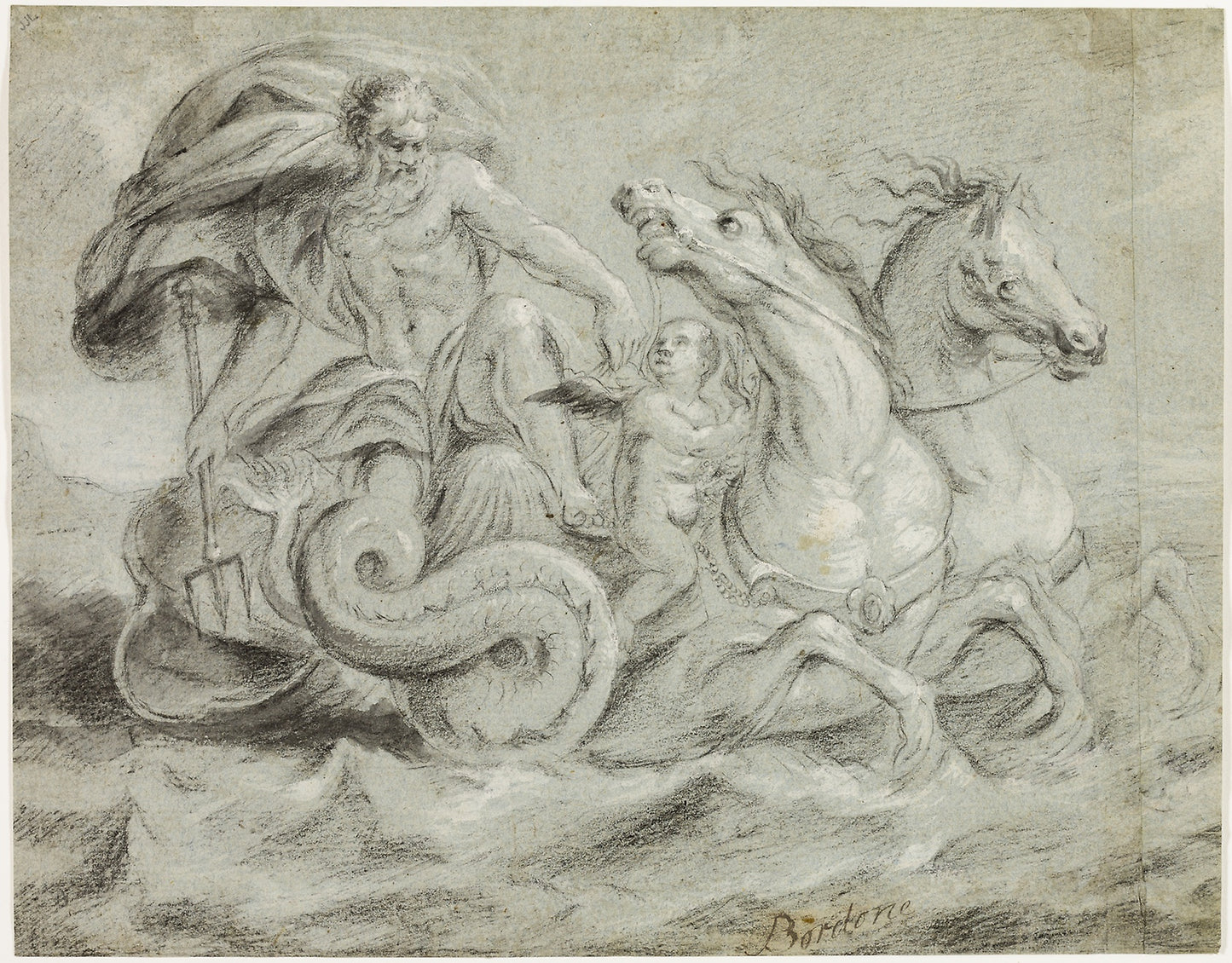 Neptune -  Possibly after Paris Bordone,  Poster Print Wall Art