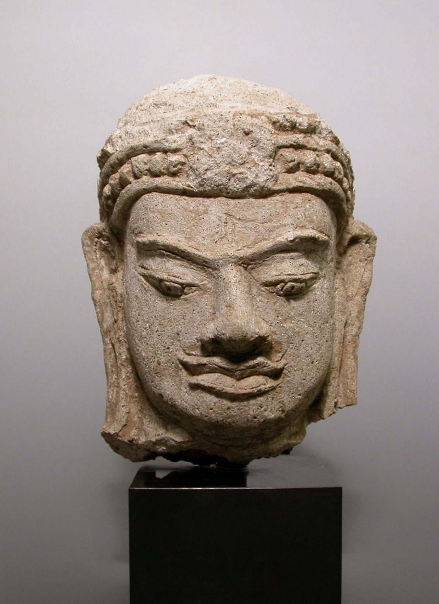 Head of a Male Deity (Deva) -  Thailand, Lamphun Province,  Poster Print Wall Art