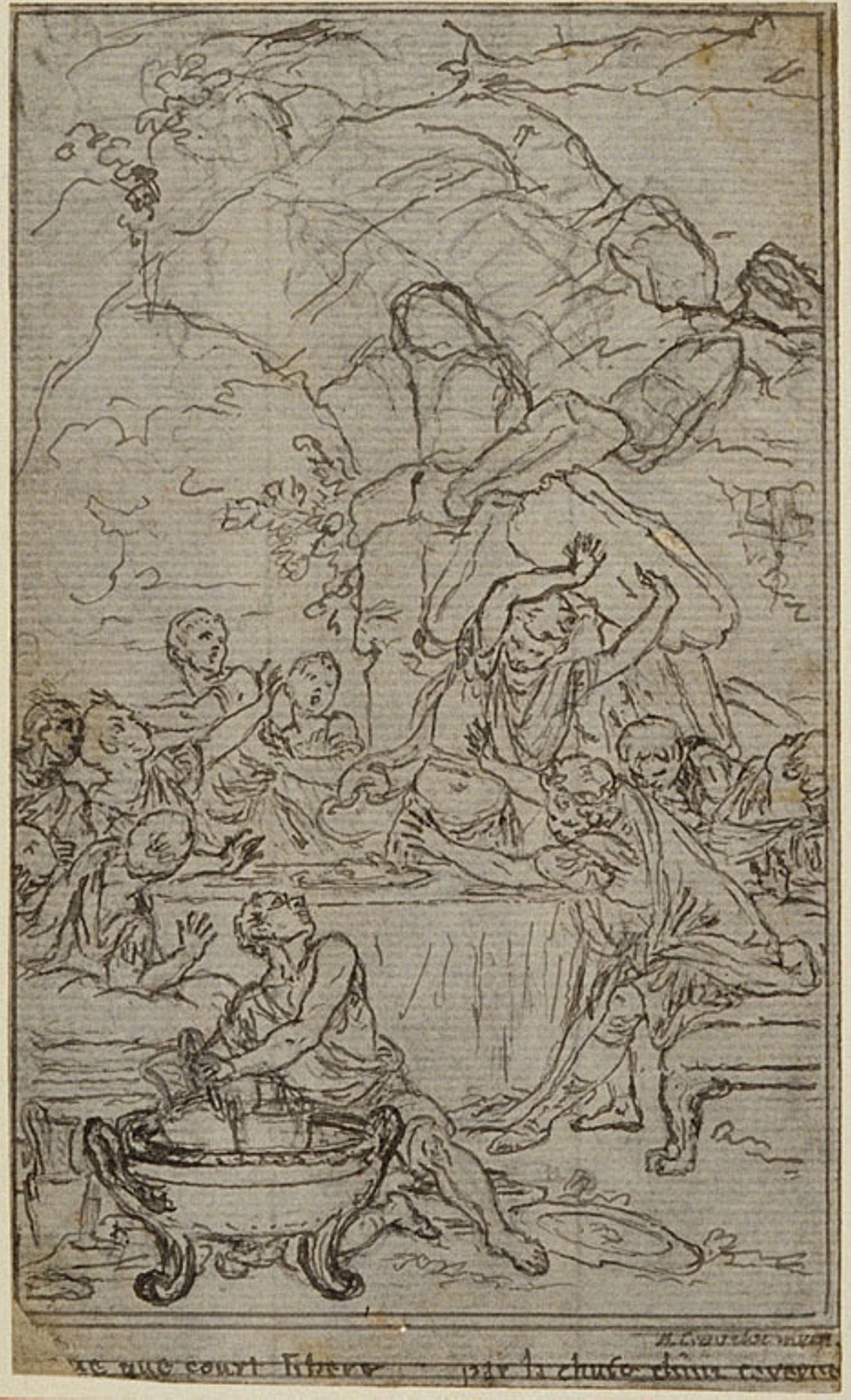 Study for an illustration in Tacitus "Tibère, ou Les Six Premiers Livres des Annales", Book IV, Vol. 2, 2nd Study -  Hubert François Gravelot,  Poster Print Wall Art