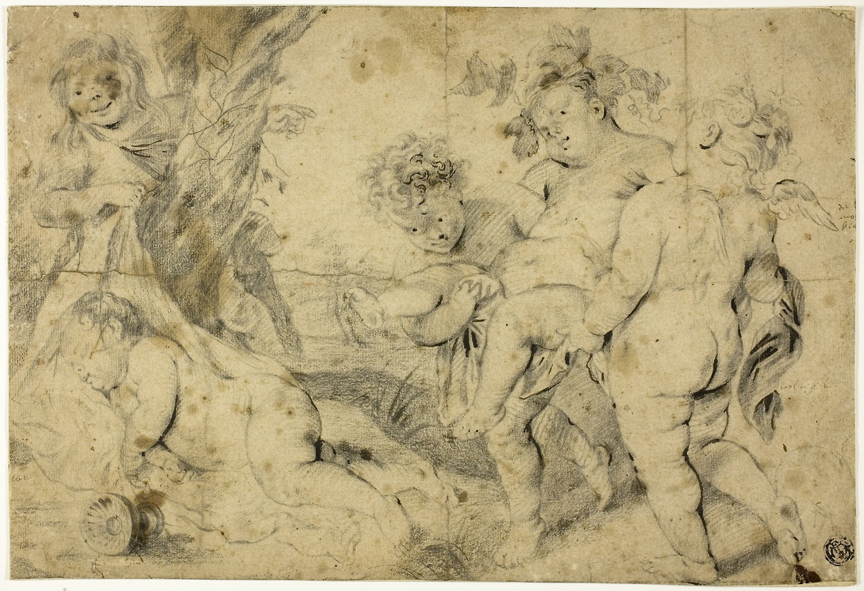 Young Bacchus and Companions: After Anthony van Dyck (Flemish, 1599-1641),16x12"(A3) Poster