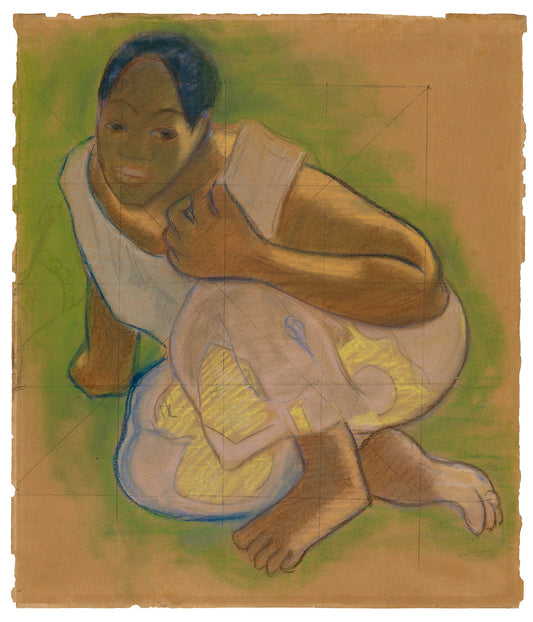Crouching Tahitian Woman (related to the painting Nafea faa ipoipo [When Will You Marry?]): Paul Gauguin,16x12"(A3) Poster