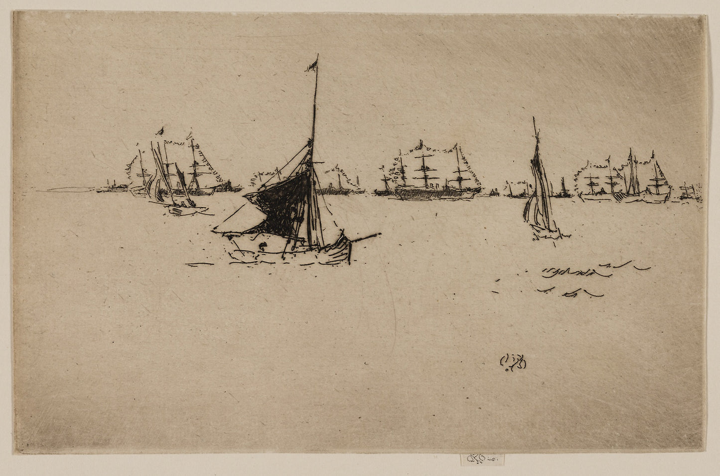 Her Majesty's Fleet -  Evening -  James McNeill Whistler,  Poster Print Wall Art