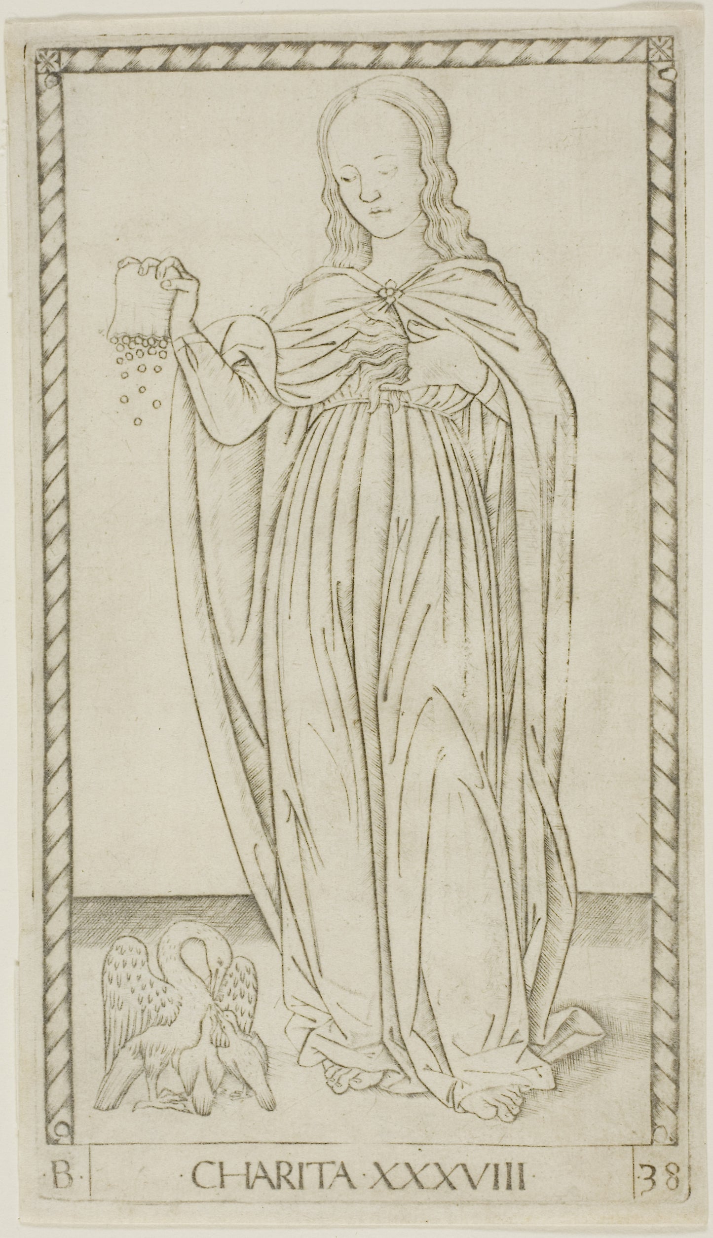 Charity, plate 38 from Genii and Virtues -  Master of the E-Series Tarocchi,  Poster Print Wall Art