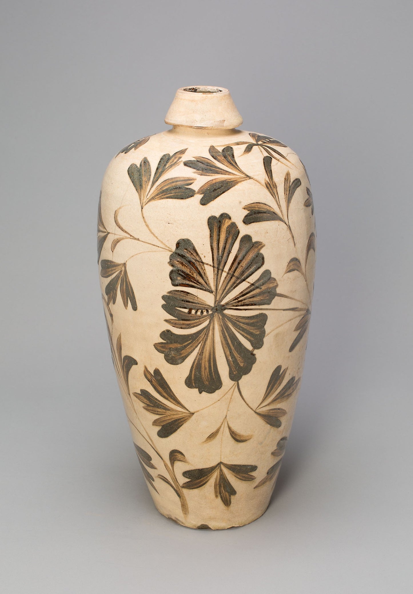 Elongated Bottle Vase (Meiping) with Peony Sprays -  China,  Poster Print Wall Art