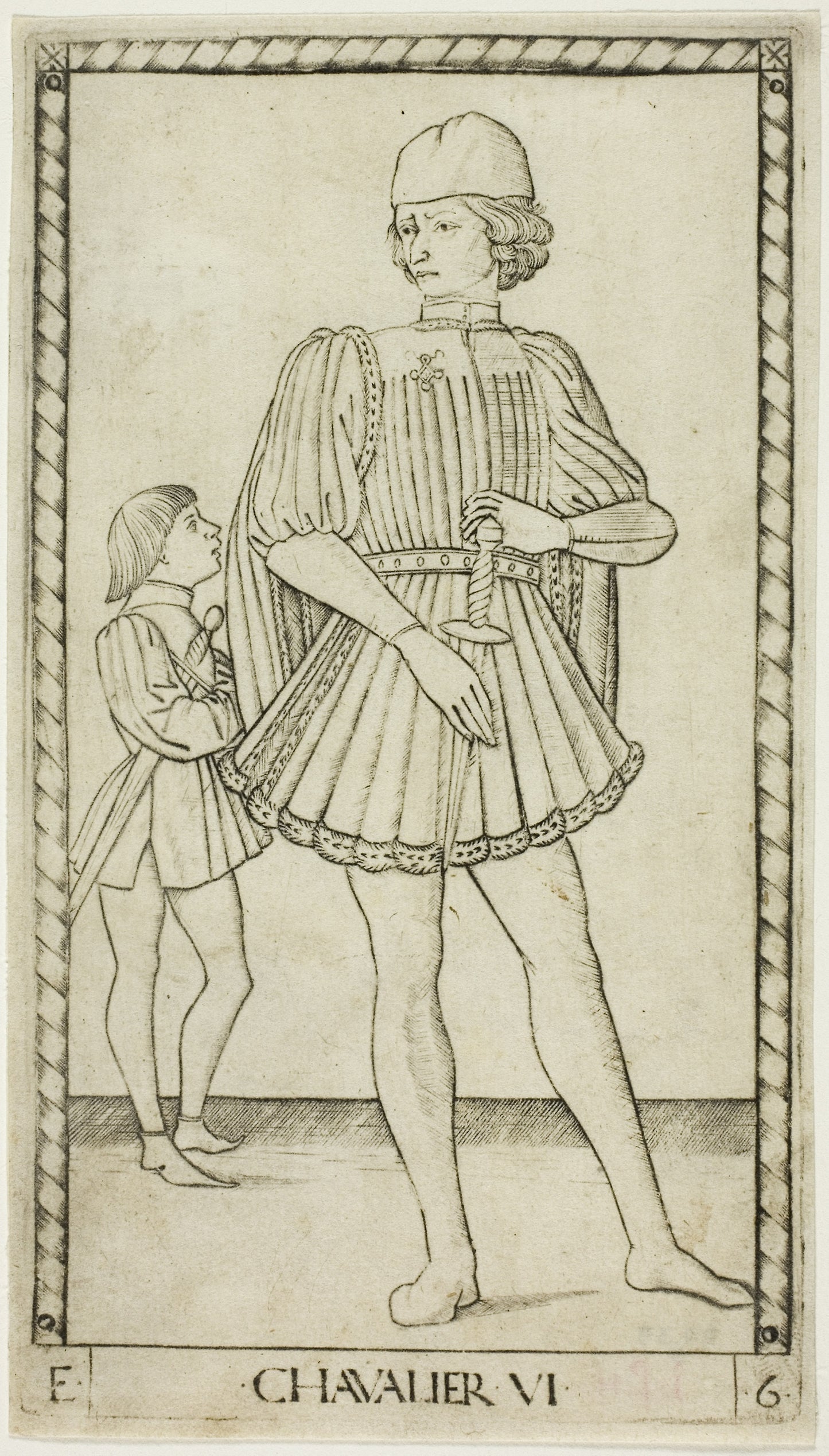 The Knight, plate six from The Ranks and Conditions of Men -  Master of the E-Series Tarocchi,  Poster Print Wall Art