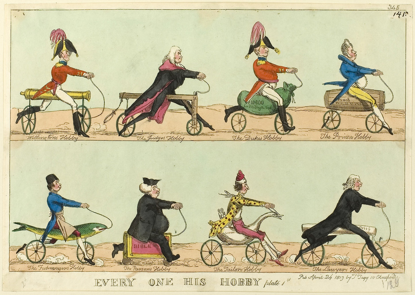 Everyone His Hobby, plate 1 -  Attributed to William Heath (English, 1794-1840),  Poster Print Wall Art