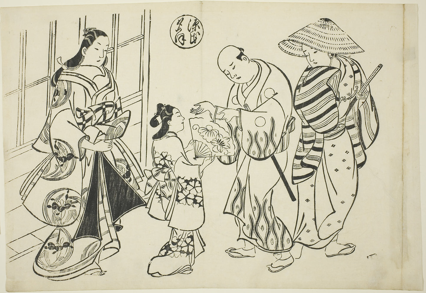 The Yugao Chapter from "The Tale of Genji" (Genji Yugao), from a series of Genji parodies -  Okumura Masanobu,  Poster Print Wall Art