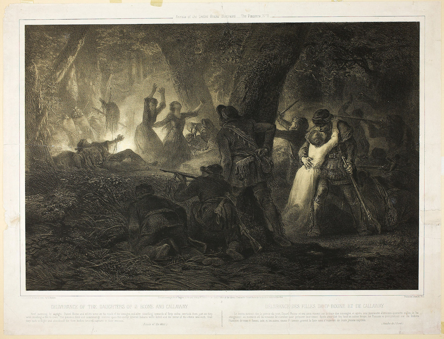 Deliverance of the Daughters of Daniel Boone and Callaway, plate two from Histoire des Premiere Colons d'Amerique -  Karl Bodmer (Swiss, 1809-1893),  Poster Print Wall Art