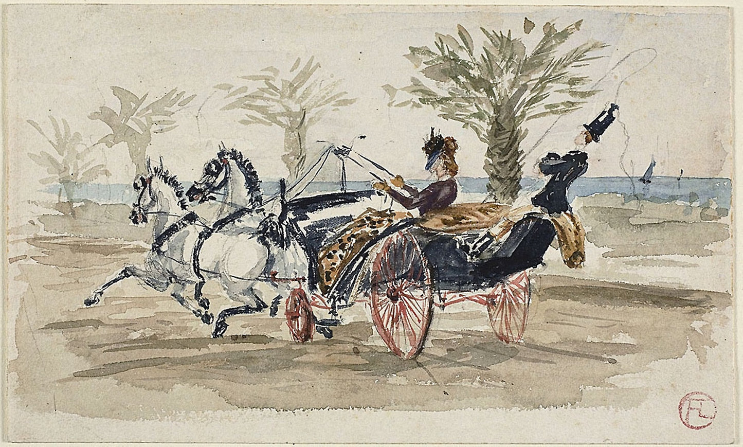The Promenade des Anglais in Nice: Henri de Toulouse-Lautrec,16x12"(A3) Poster