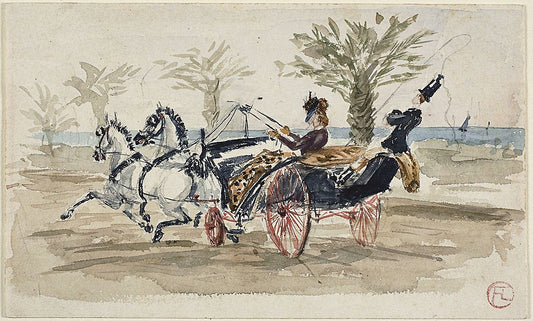 The Promenade des Anglais in Nice: Henri de Toulouse-Lautrec,16x12"(A3) Poster