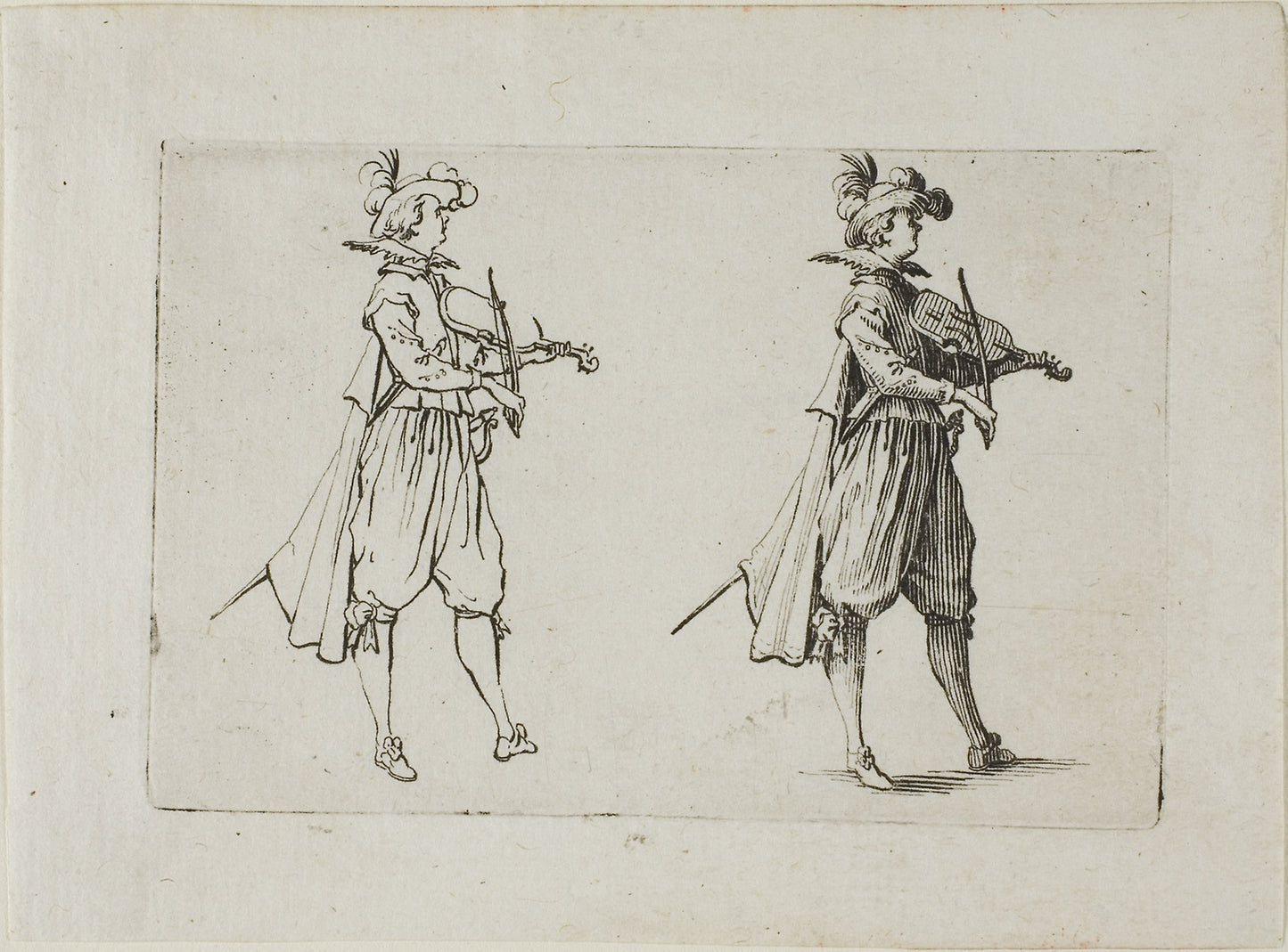 The Violin Player, from The Caprices -  Jacques Callot,  Poster Print Wall Art